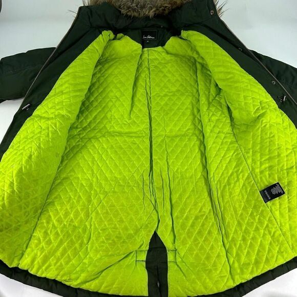 Sam Edelman Jinny Down Parka Jacket Size M Faux Fur Hooded Coat Olive Green - Picture 9 of 12